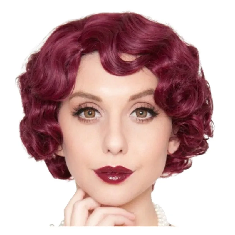 1920's Flapper Finger Waves Wig - Burgundy