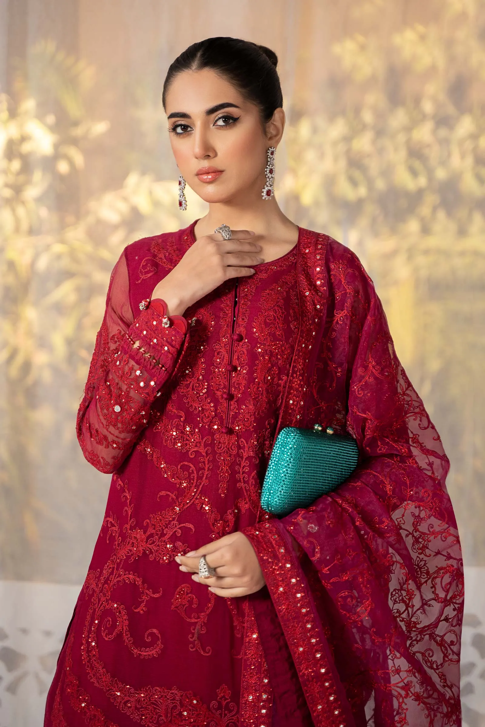 3 Piece Embroidered Organza Suit | SF-EF24-39