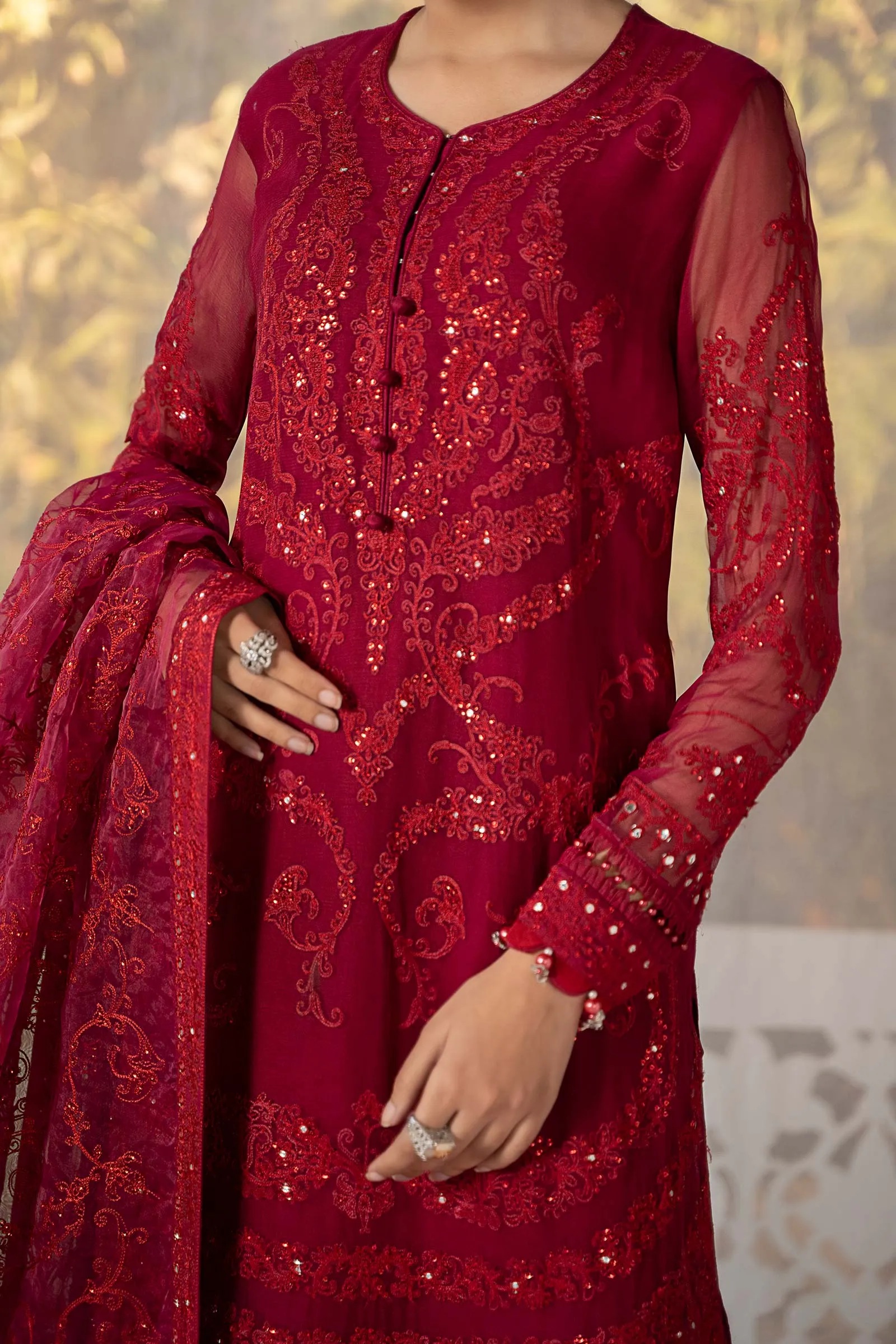 3 Piece Embroidered Organza Suit | SF-EF24-39