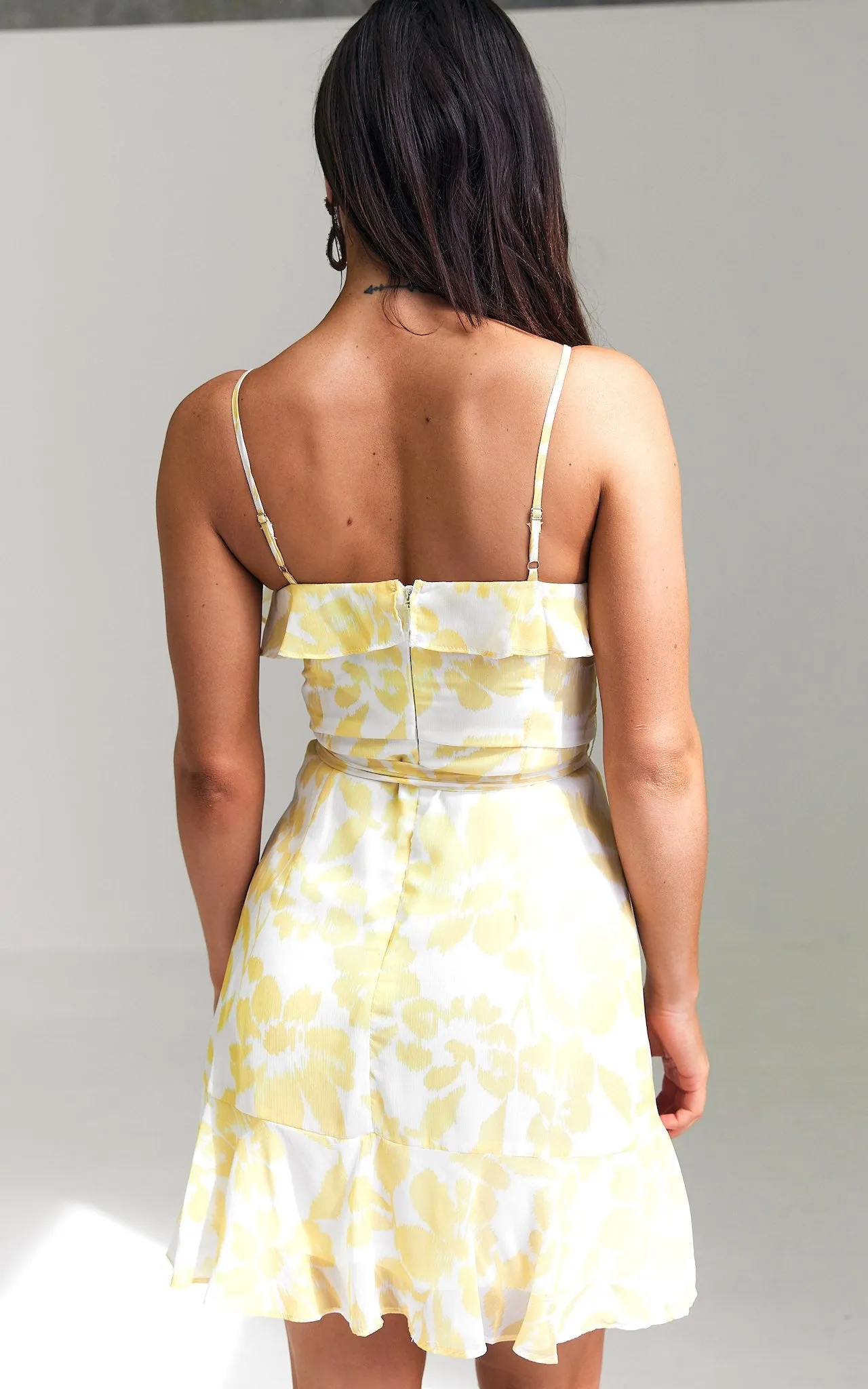 Amario Mini Dress - Lemon Yellow Floral