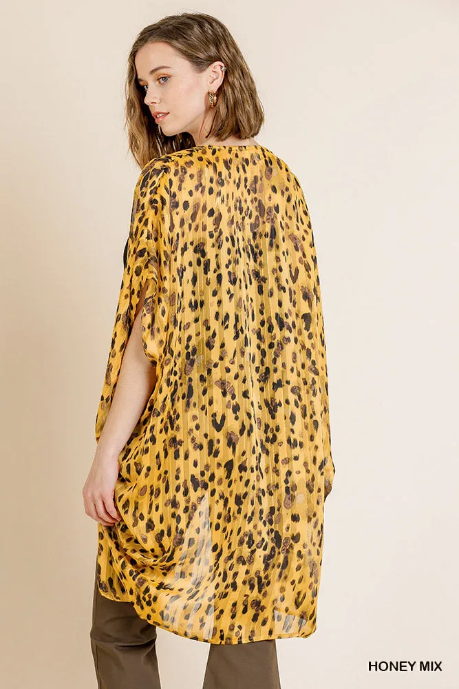 Animal Print Cocoon Kimono, Honey Mix