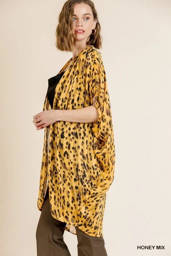 Animal Print Cocoon Kimono, Honey Mix