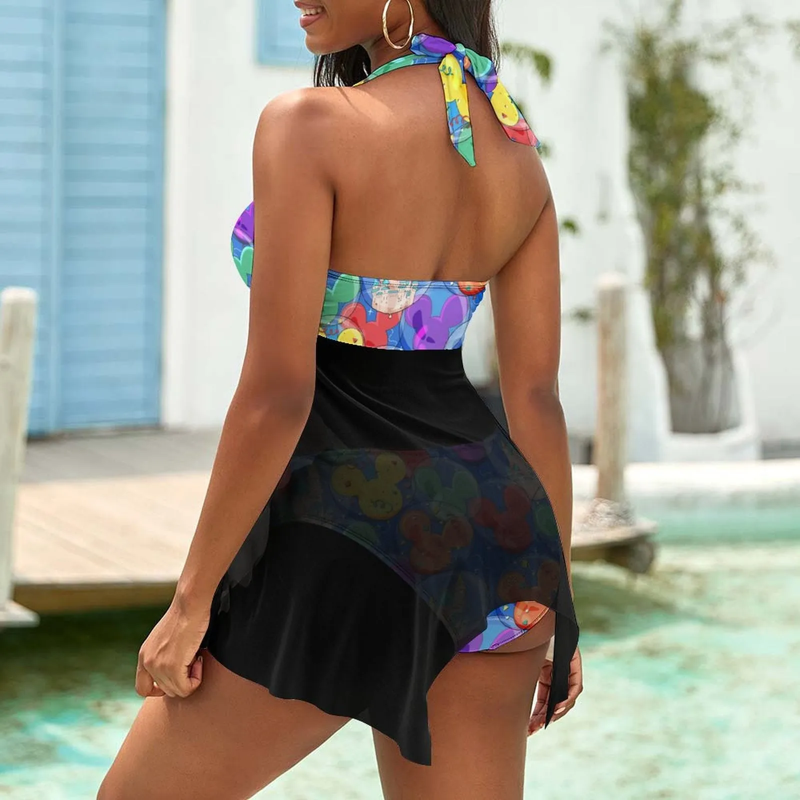 Balloon Collector Women's Split Skirt Swimsuit