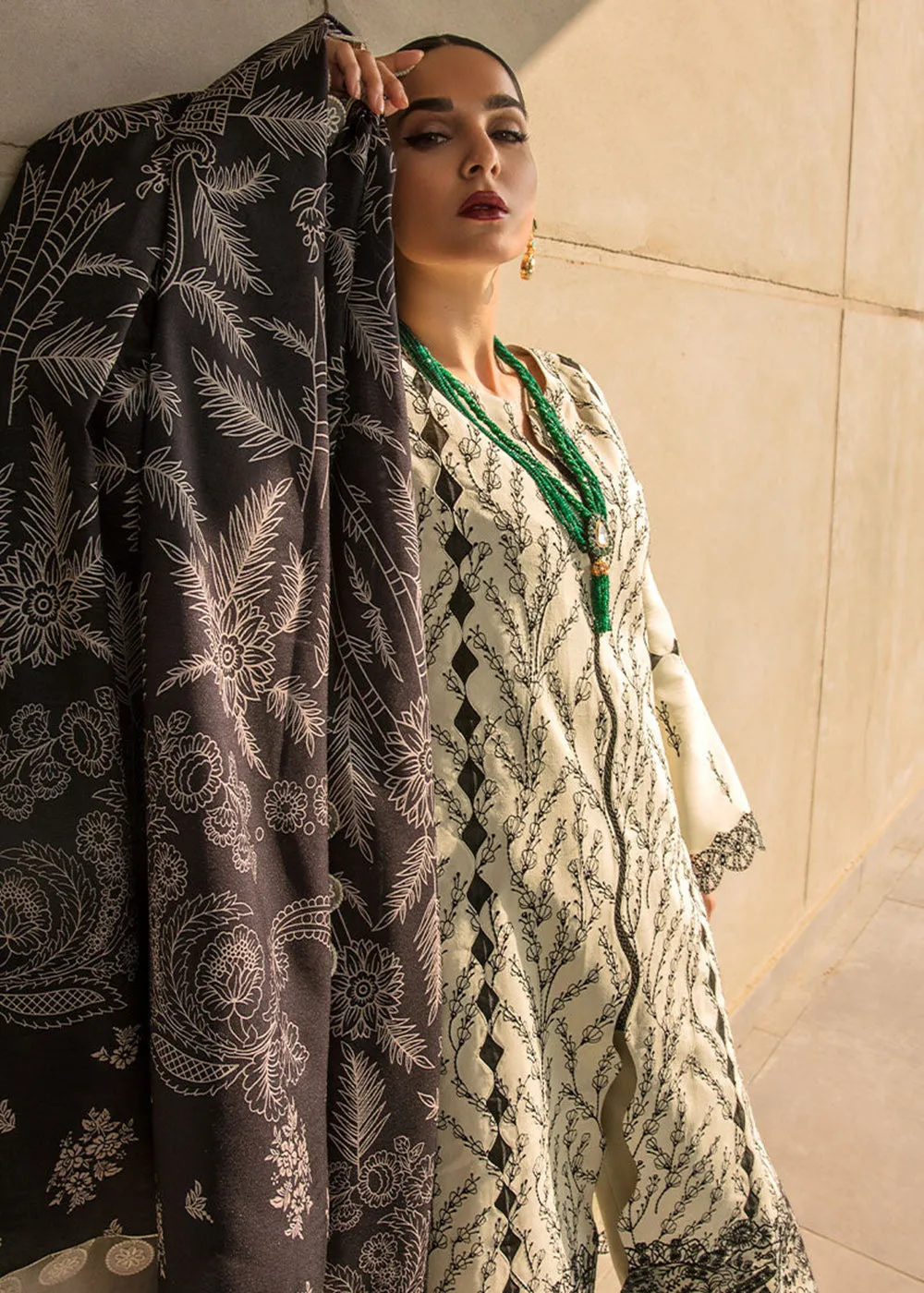 Beige Luxury Lawn Suit | Rang Rasiya | Florence Lawn '23 | LVY - D11