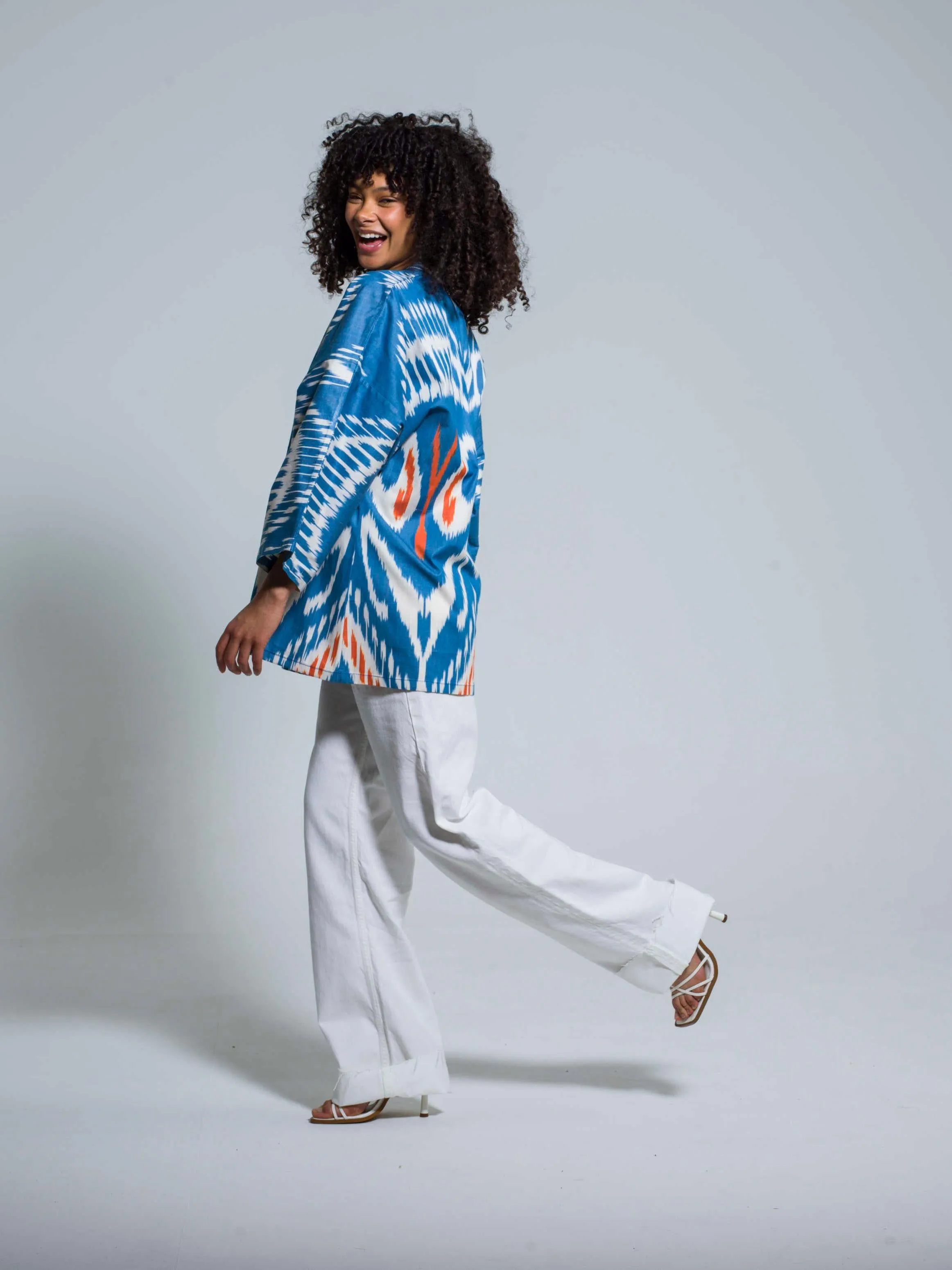 Belted 100% Cotton Short Kimono "Santorini Sunset"