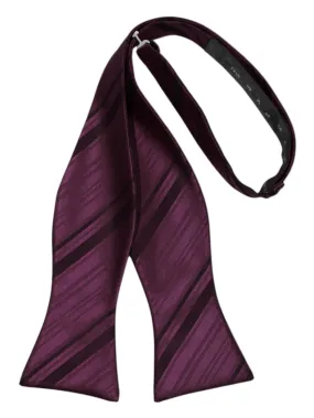 Berry Striped Satin Self-Tie Formal Bow Tie