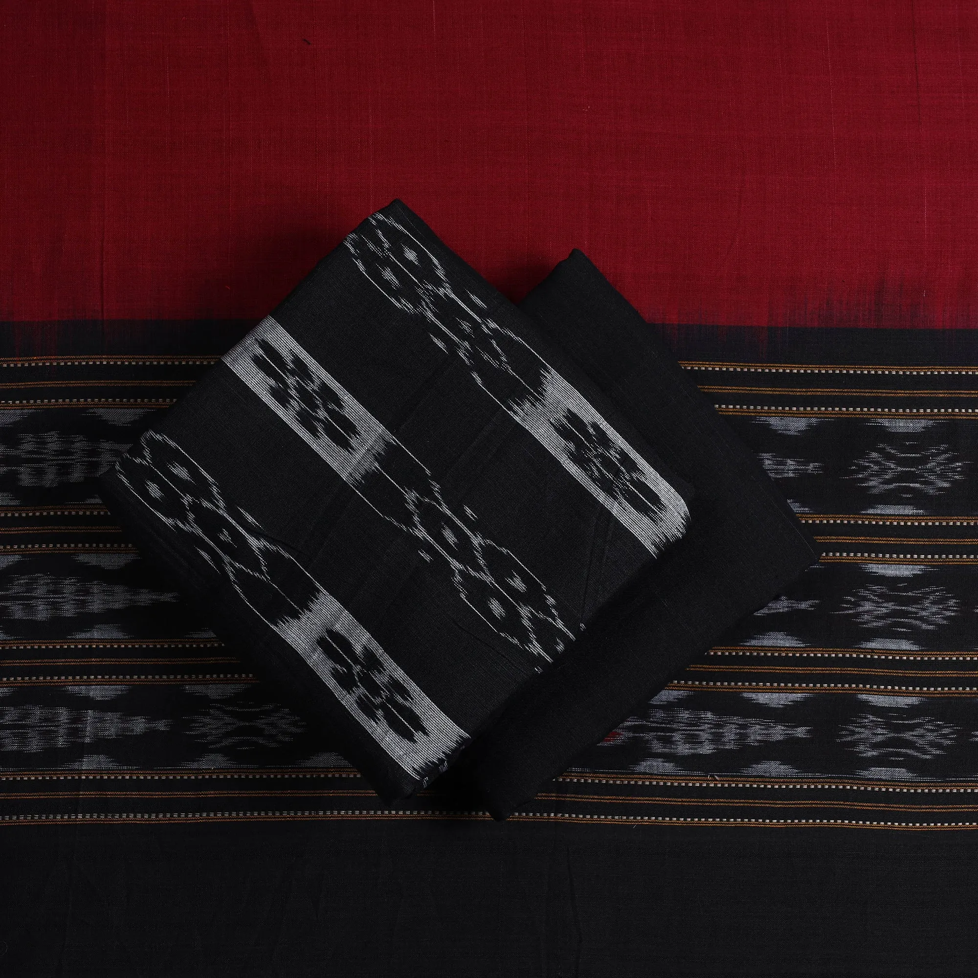 Black - 3pc Ikat Cotton Handloom Sambalpuri Dress Material 13