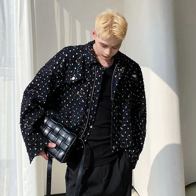 Black Embroidery Sequin Crop Jacket