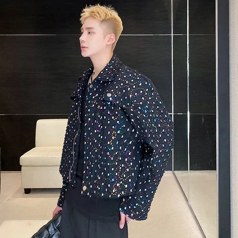Black Embroidery Sequin Crop Jacket