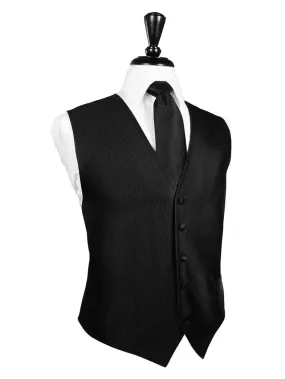 Black Faille Silk Full Back Tuxedo Vest and Tie Set by Cardi