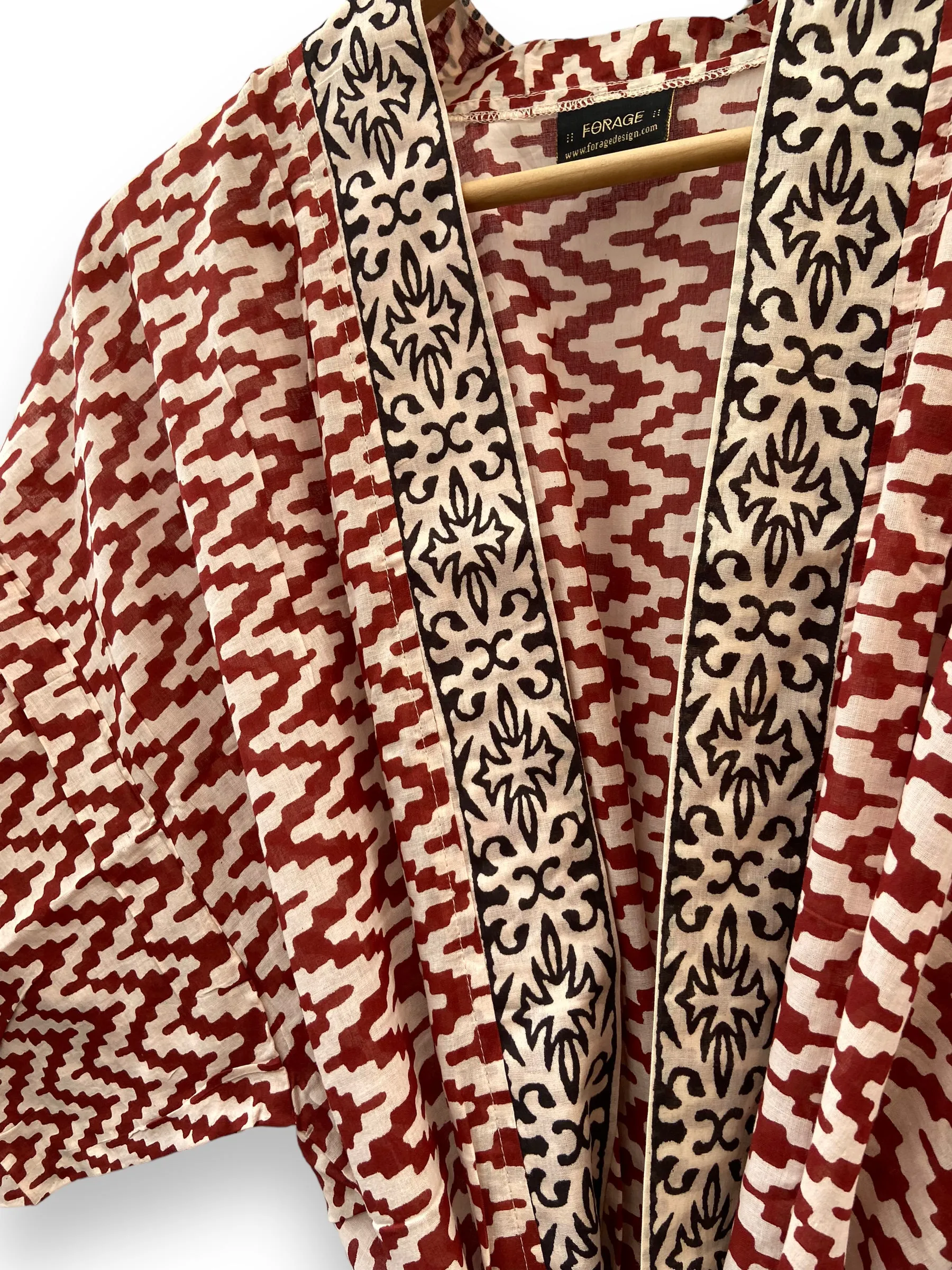 Block Print Kimono - Mahogany Tones