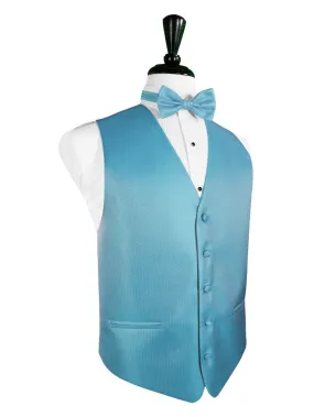 Blue Ice Herringbone Tuxedo Vest and Tie Set