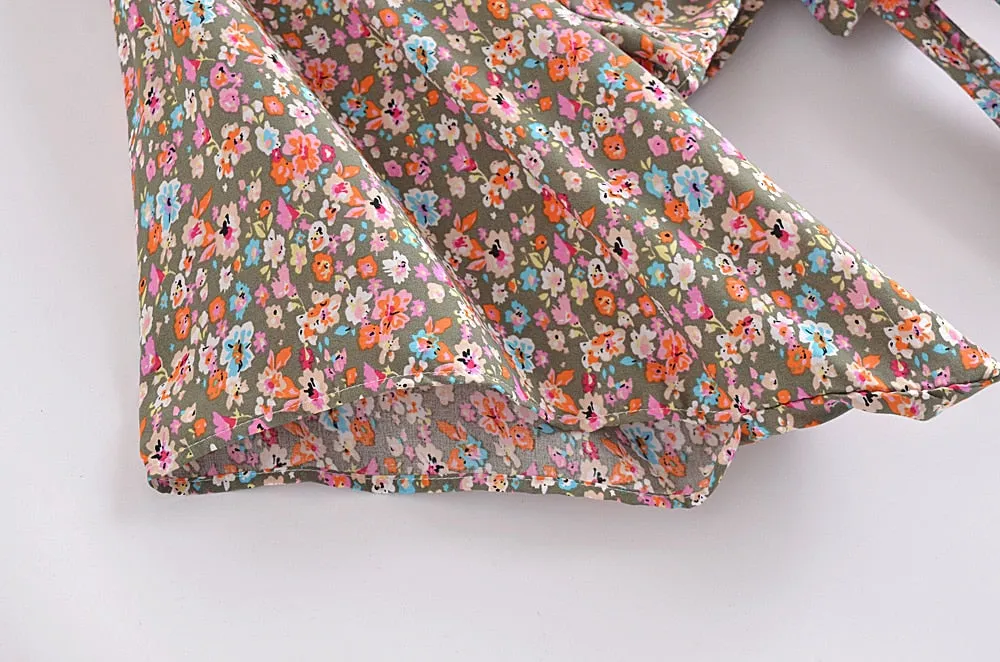 Boho Vintage Floral Print Short Kimono Wrap Tops