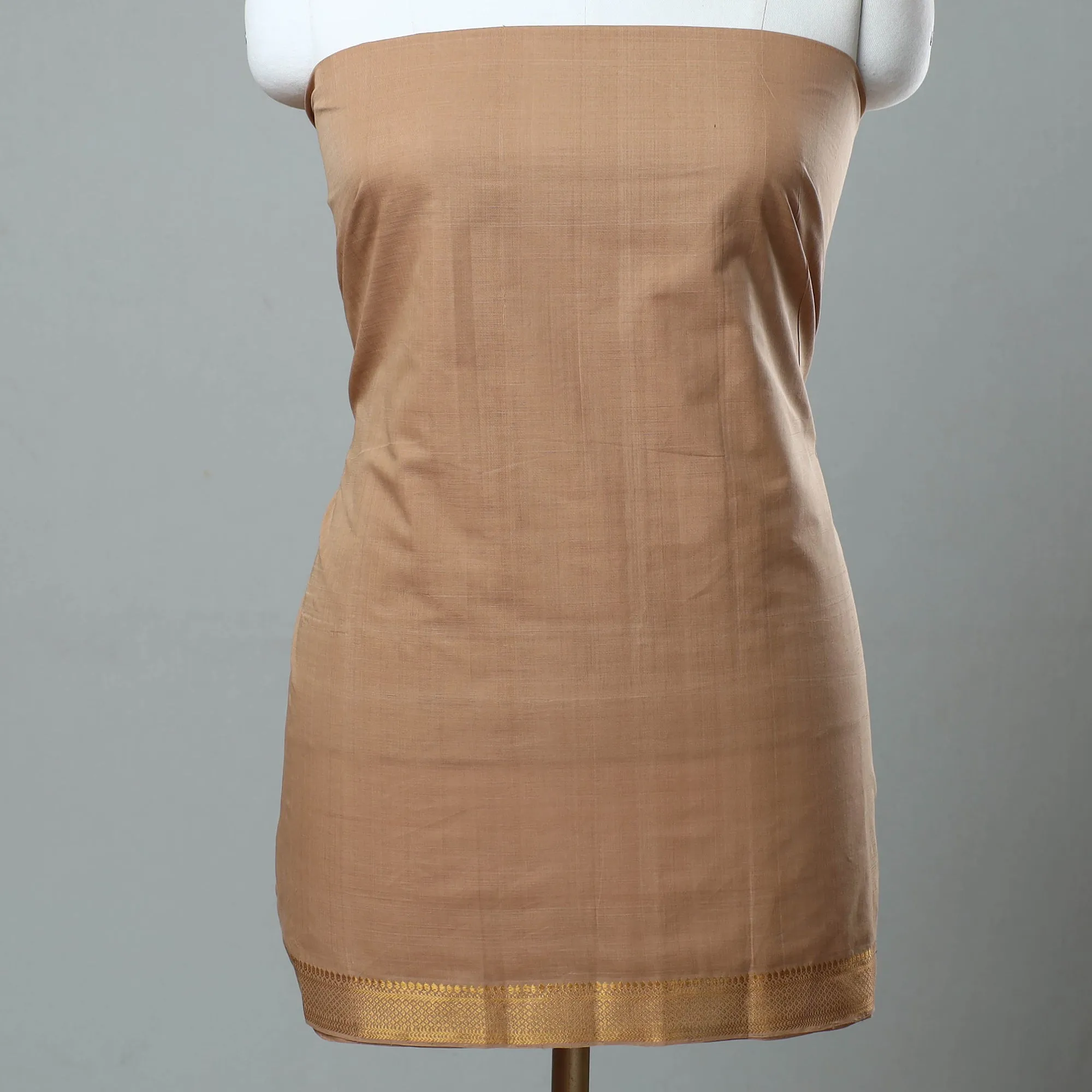 Brown - 3pc Handloom Cotton Mangalagiri Dress Material 23