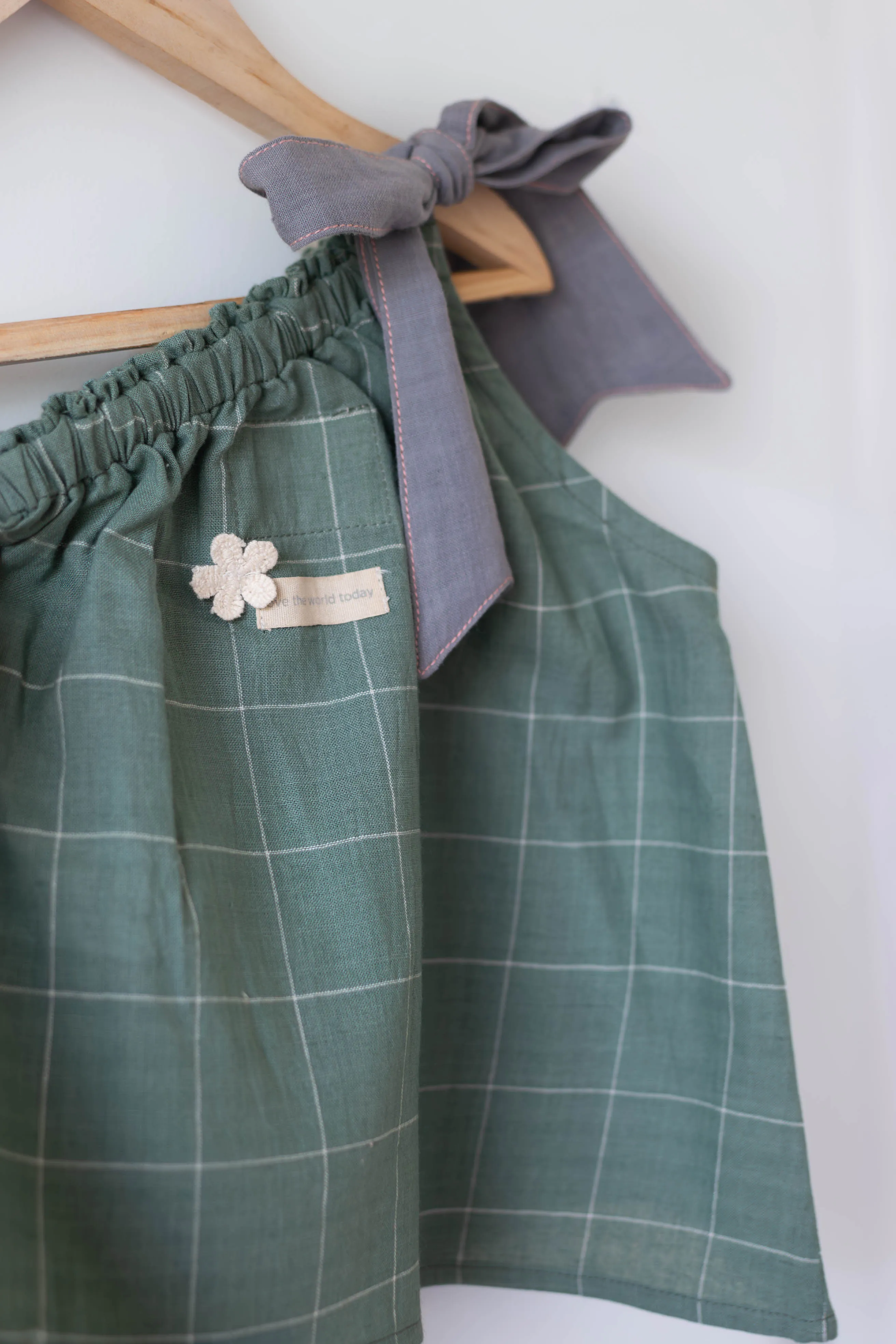 Bubble Baths teal checks co-ord one shoulder top and pant