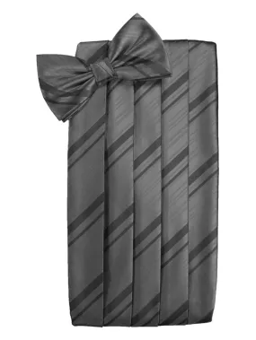 Charcoal Striped Satin Cummerbund Set