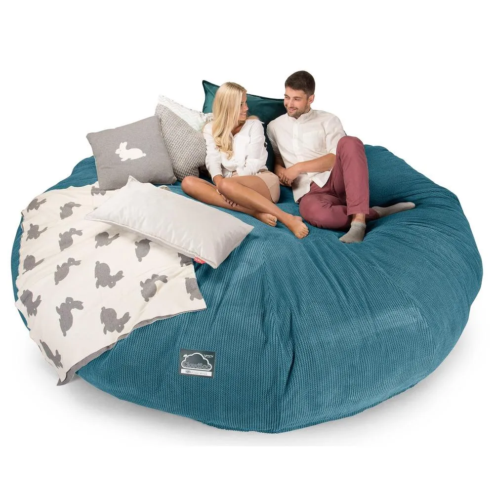 CloudSac 5000 XXXXXL Titanic Memory Foam Beanbag Sofa - Pom Pom Aegean Blue