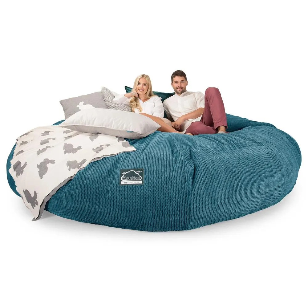 CloudSac 5000 XXXXXL Titanic Memory Foam Beanbag Sofa - Pom Pom Aegean Blue