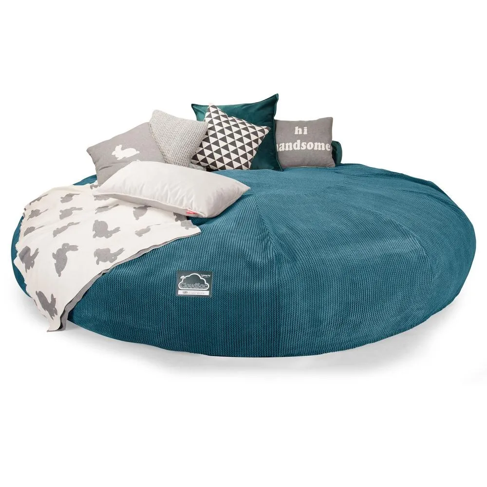 CloudSac 5000 XXXXXL Titanic Memory Foam Beanbag Sofa - Pom Pom Aegean Blue