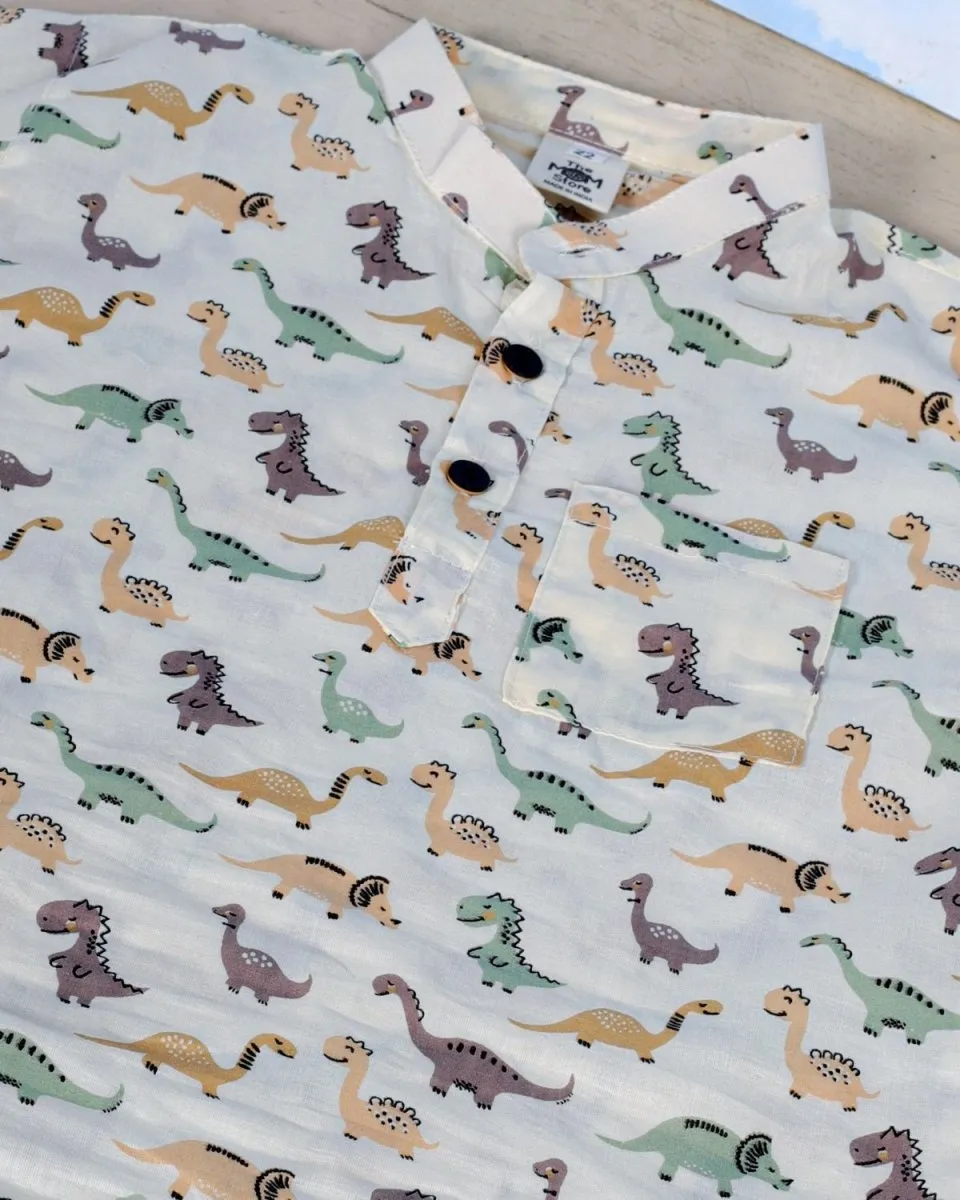 Colourful Dino All Over Print Boys Short Shirt