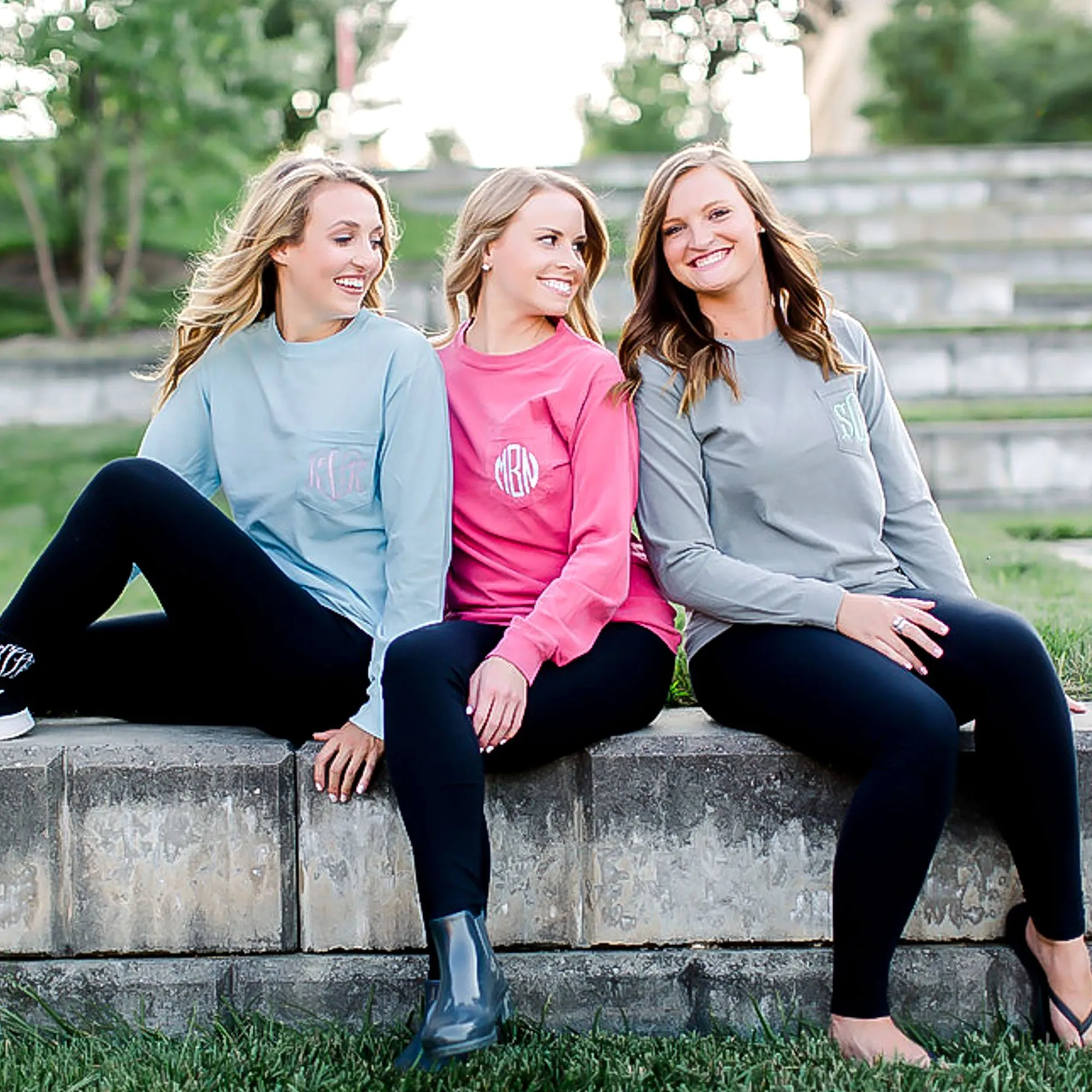 Comfort Colors Monogram Long Sleeve Pocket Tee