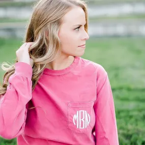 Comfort Colors Monogram Long Sleeve Pocket Tee