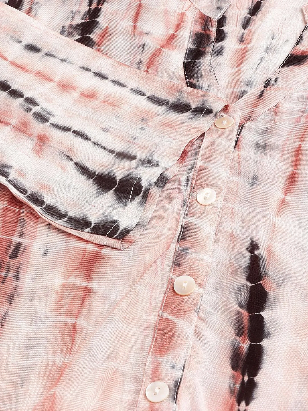 Cream Muslin Tie And Dye Kurta With Ham Cuffed Pant Set