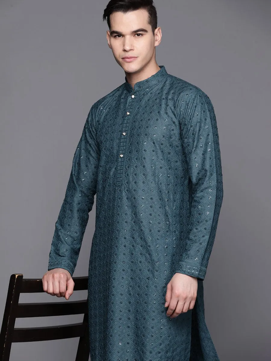 Ethnic Motifs Embroidered Chikankari Kurta with Trousers