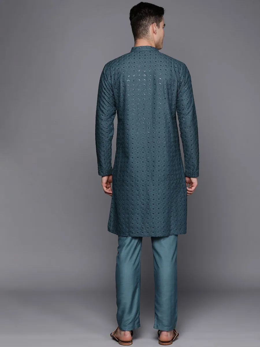 Ethnic Motifs Embroidered Chikankari Kurta with Trousers