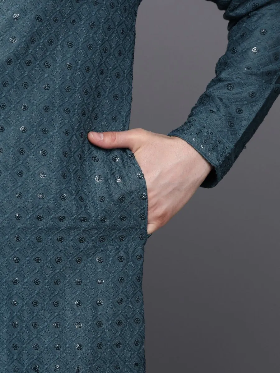 Ethnic Motifs Embroidered Chikankari Kurta with Trousers