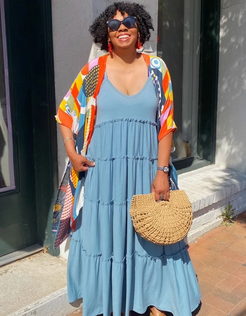 ‘Gianna’ Tiered Maxi Blue Grey