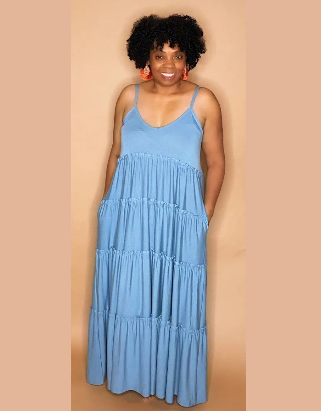 ‘Gianna’ Tiered Maxi Blue Grey