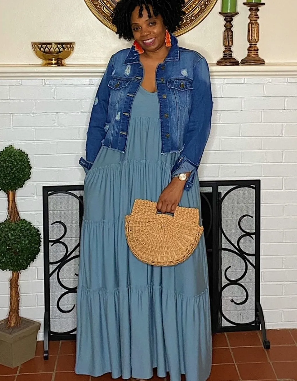 ‘Gianna’ Tiered Maxi Blue Grey