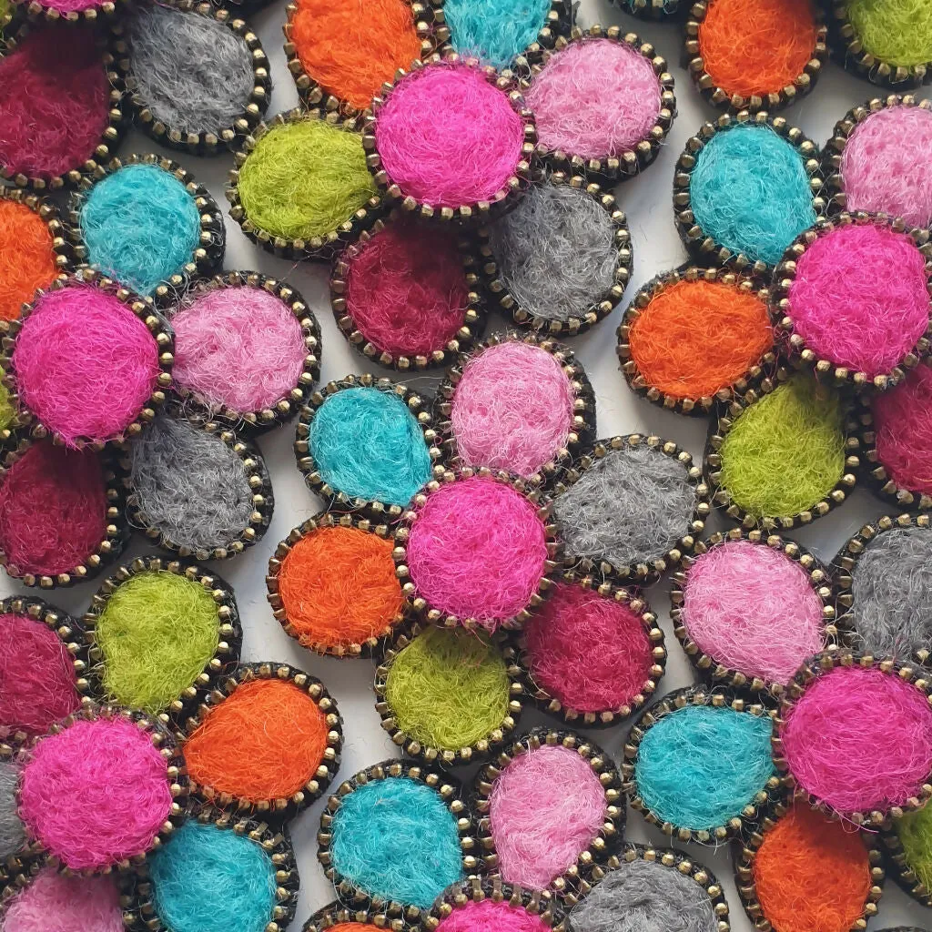 Hand Felted Flower Brooch With Zip Edge Detail