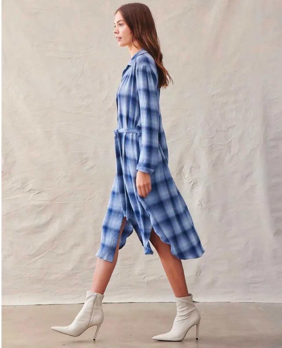 Hi-Lo Maxi Dress - Indigo Heather Plaid