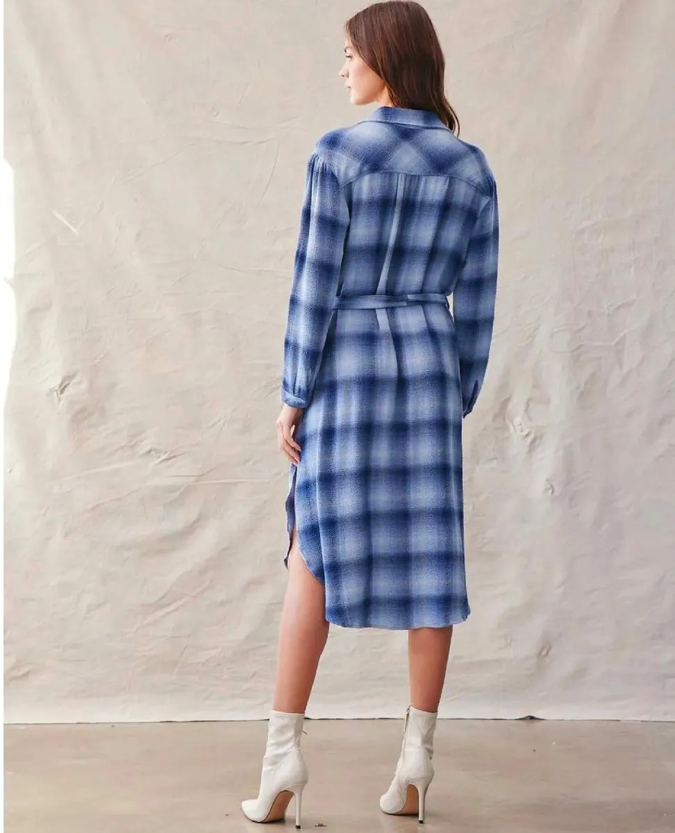 Hi-Lo Maxi Dress - Indigo Heather Plaid