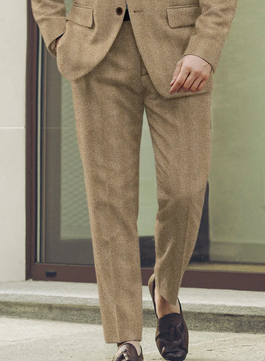 Highlander Beige Herringbone Tweed Pants