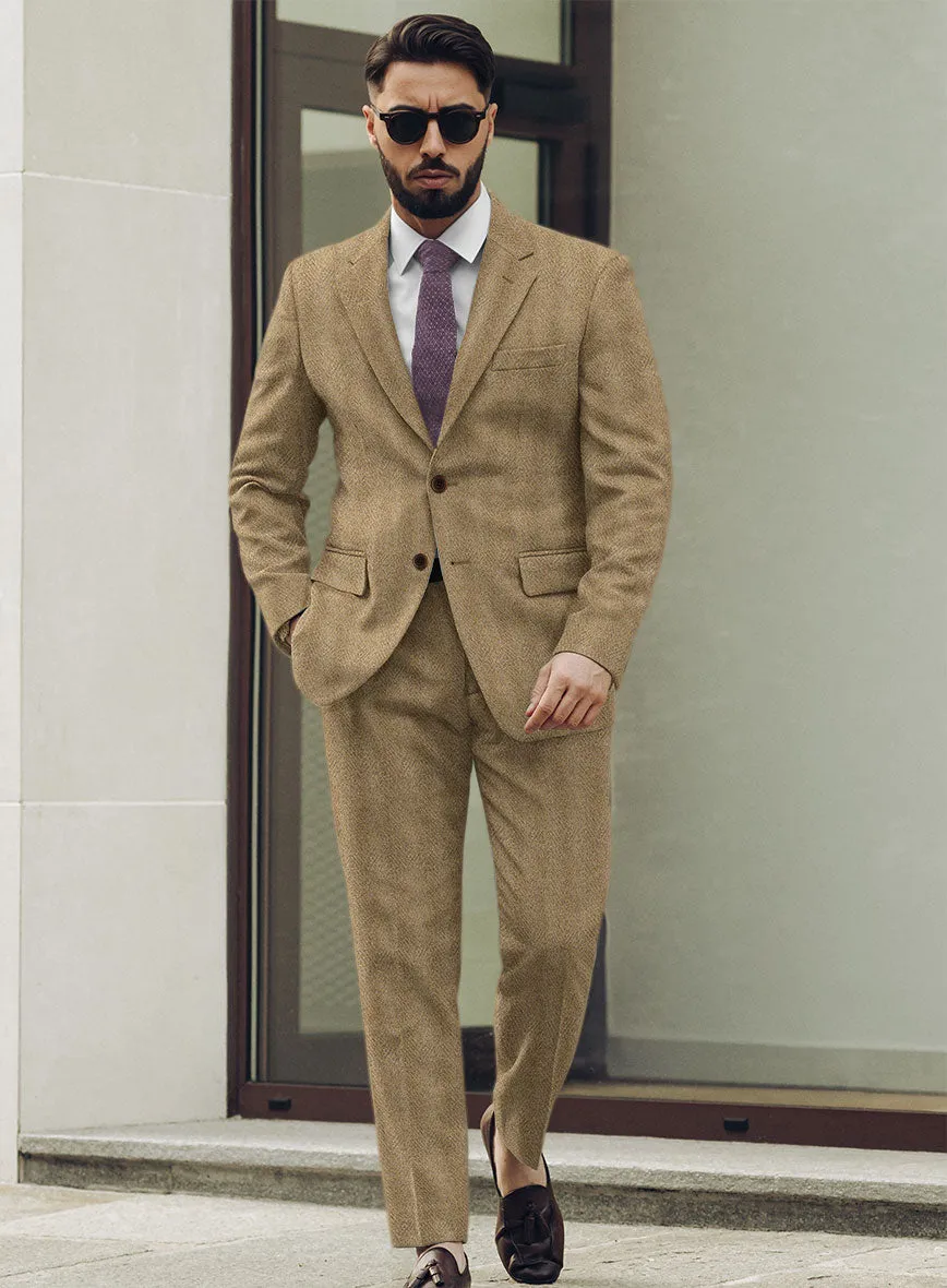 Highlander Beige Herringbone Tweed Suit