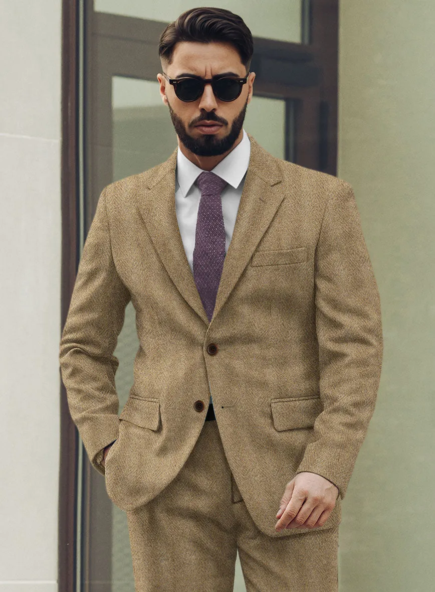 Highlander Beige Herringbone Tweed Suit
