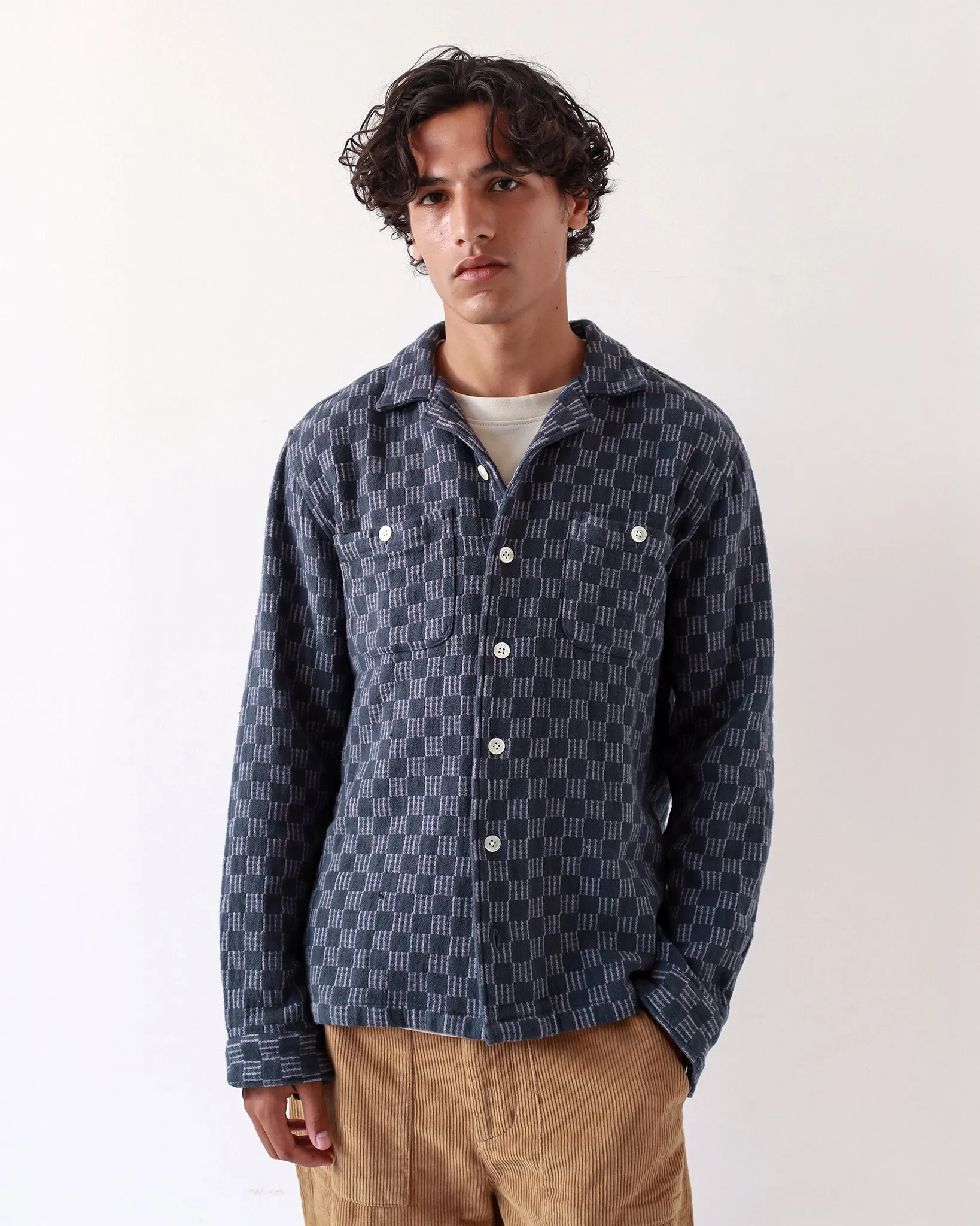 Hiro Shirt - Navy Criss-Cross Check