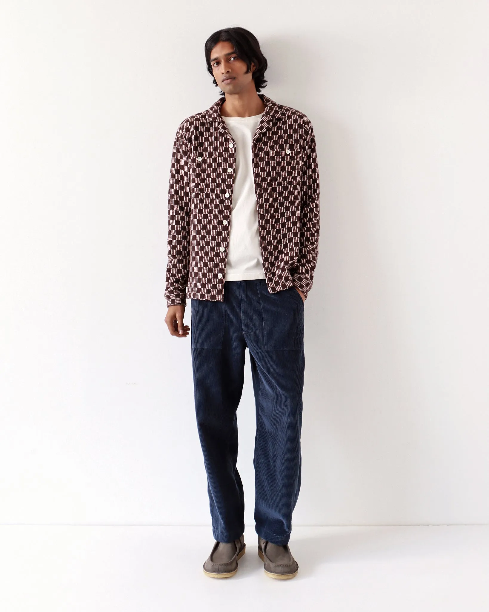 Hiro Shirt - Slate Brown Criss-Cross Check