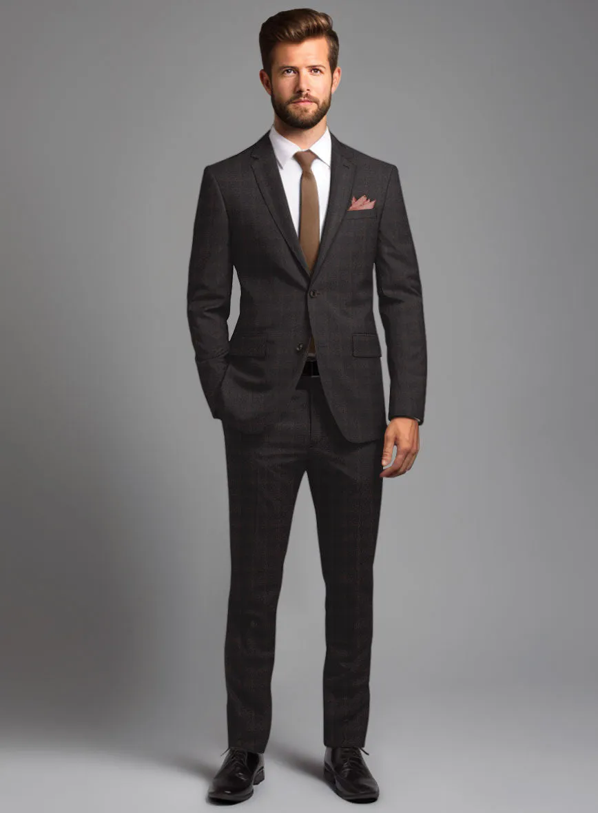Italian Trek Brown Checks Flannel Suit