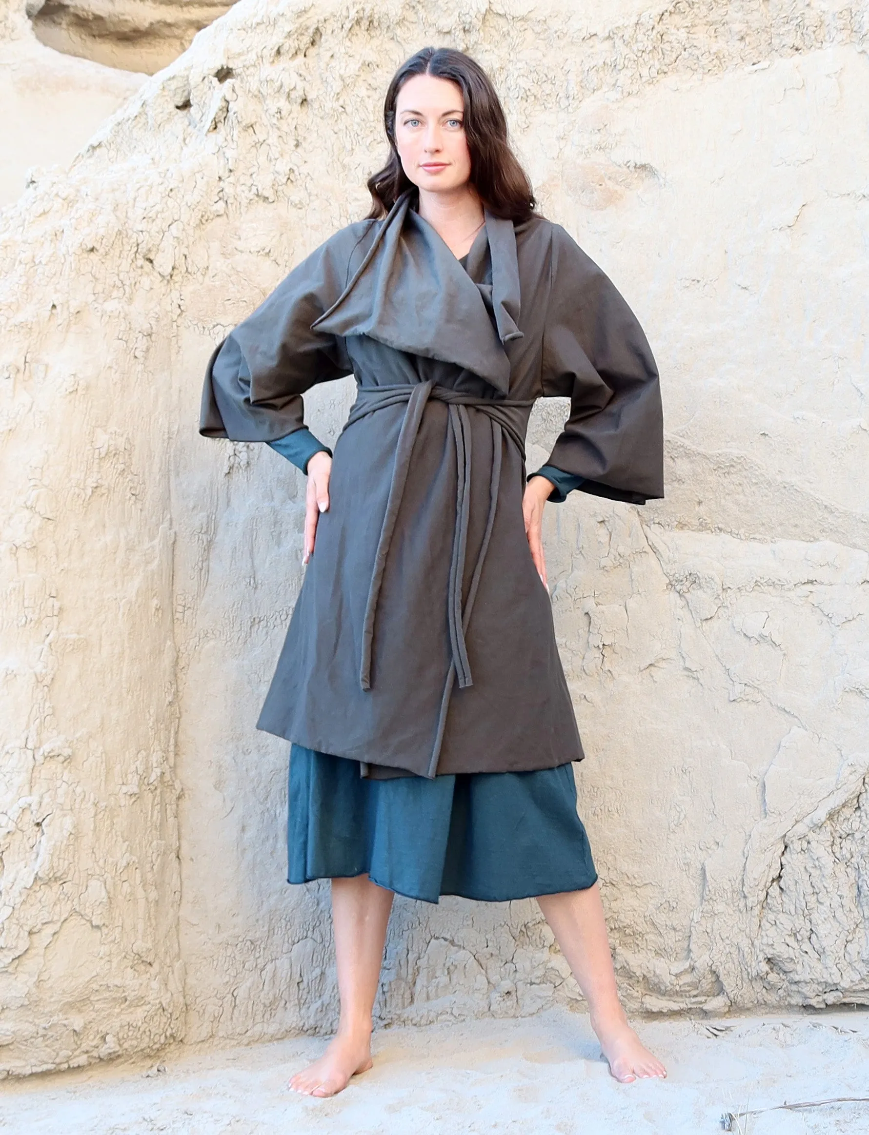 Kimono Cocoon Belted Short Jacket