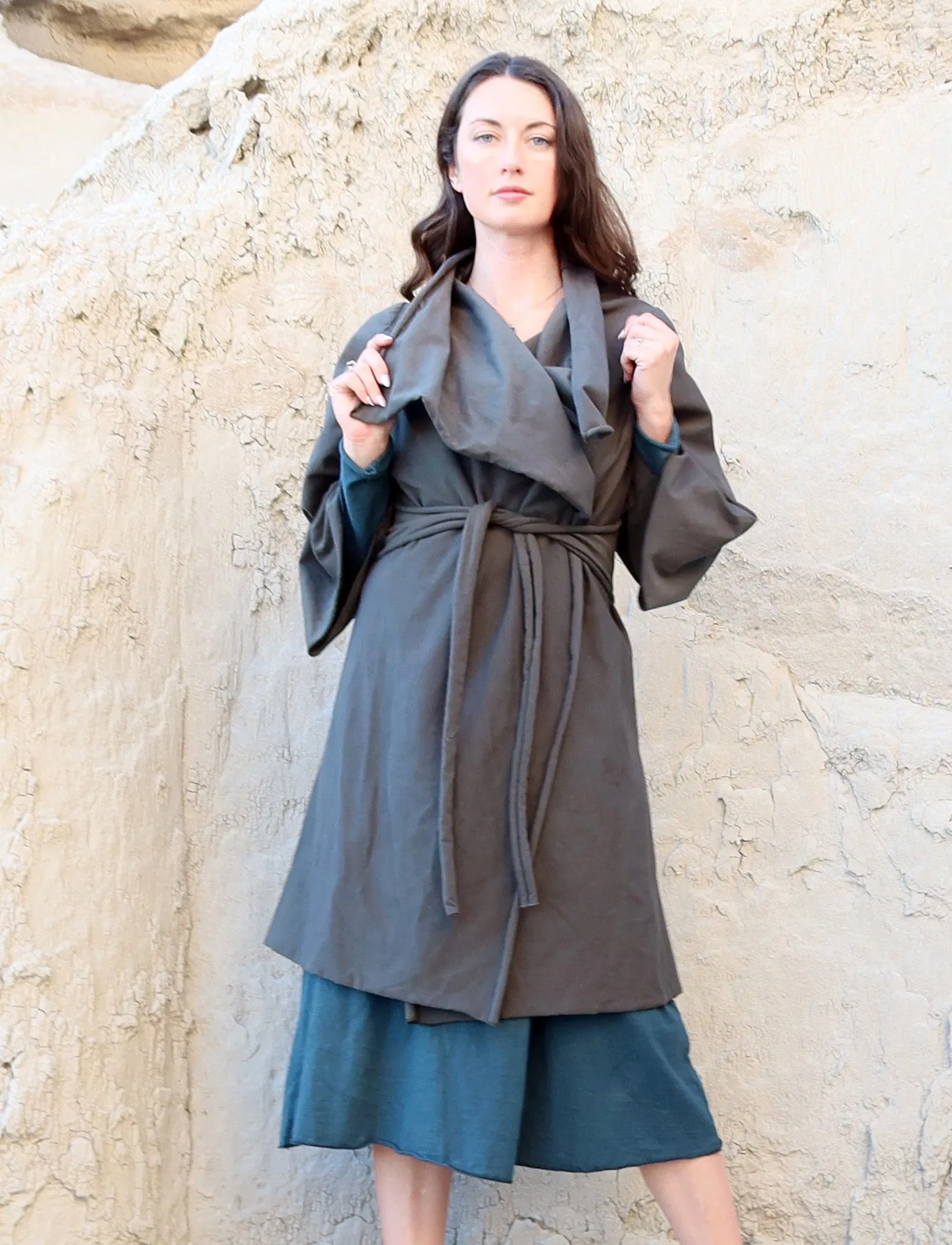 Kimono Cocoon Belted Short Jacket