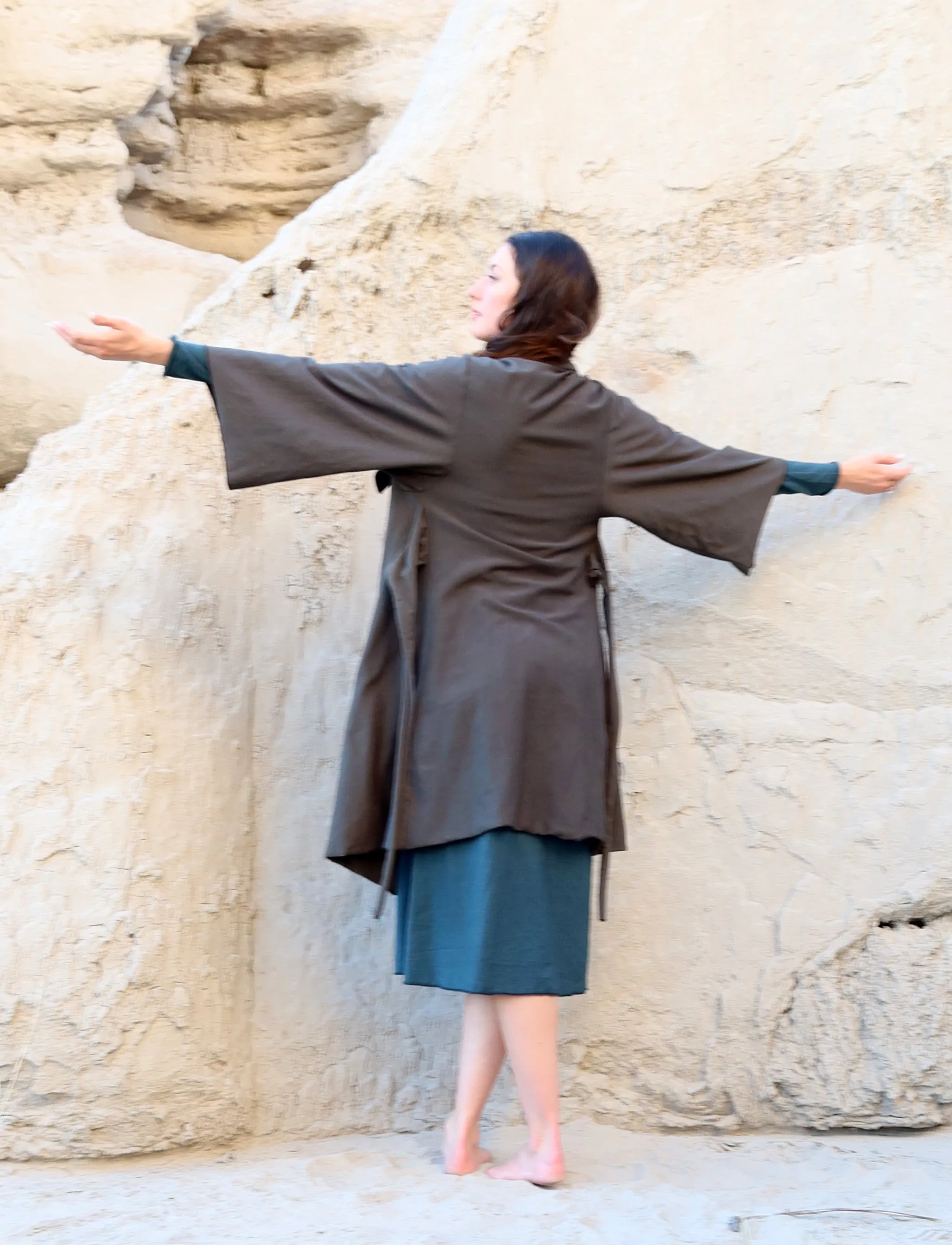 Kimono Cocoon Belted Short Jacket