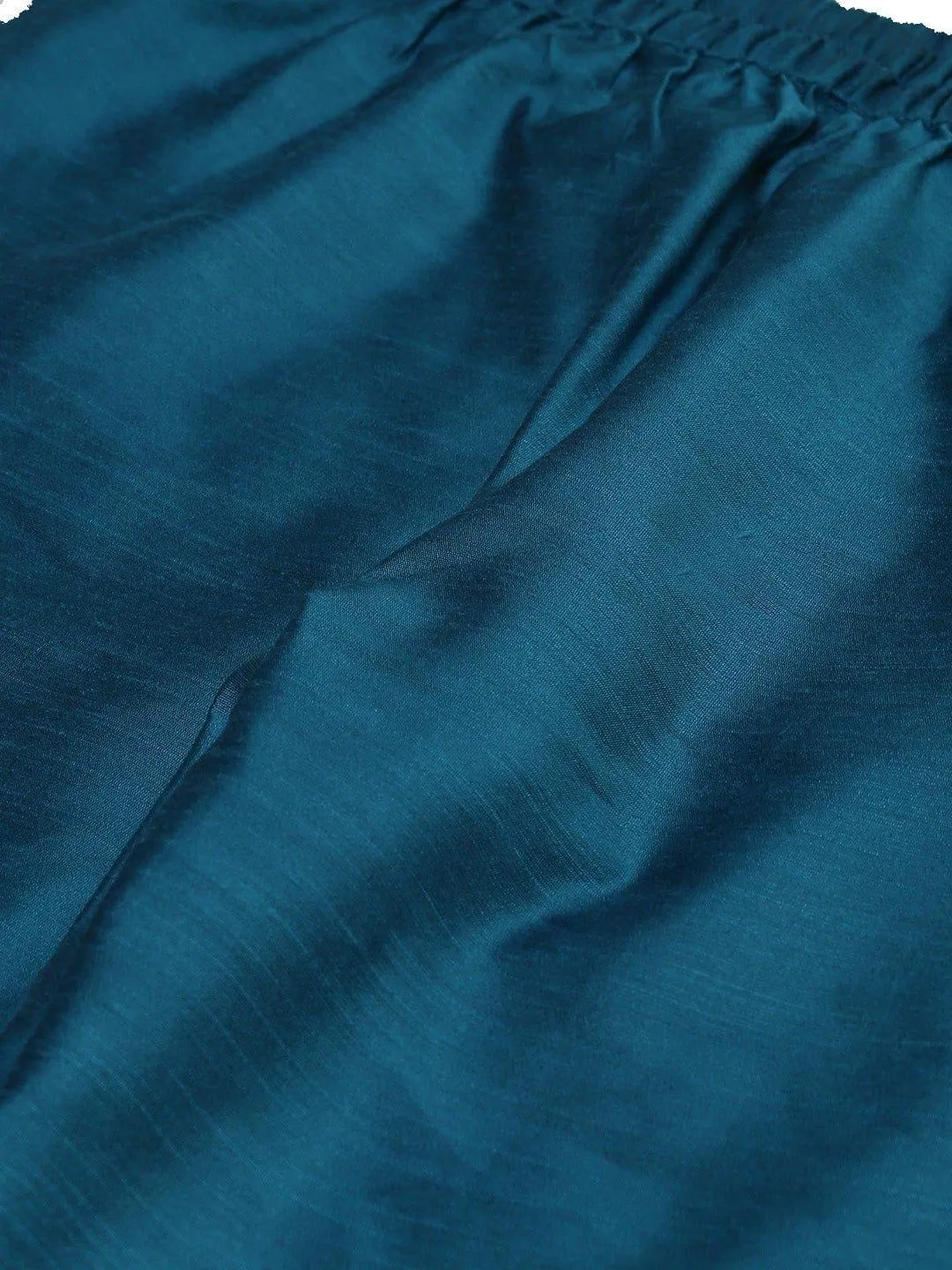 KSUT Teal Blue & Golden Yoke Design Kurta with Trousers