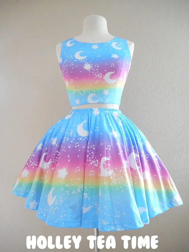 Magical Fairy Time - Rainbow Sunny Day Skater Skirt [Made To Order]