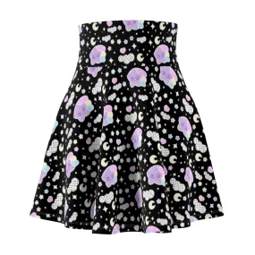 Magical sky shooting star cuties women's skater skirt - black