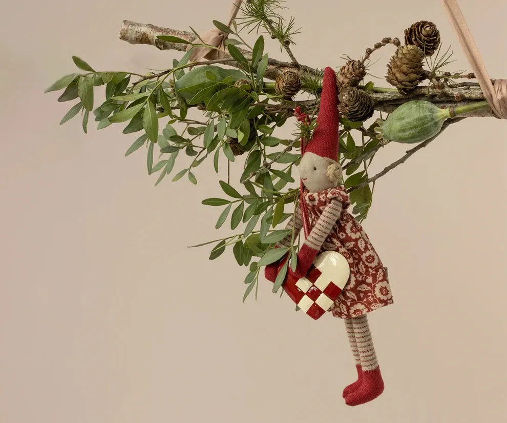 Maileg Metal ornament, Small heart - Red