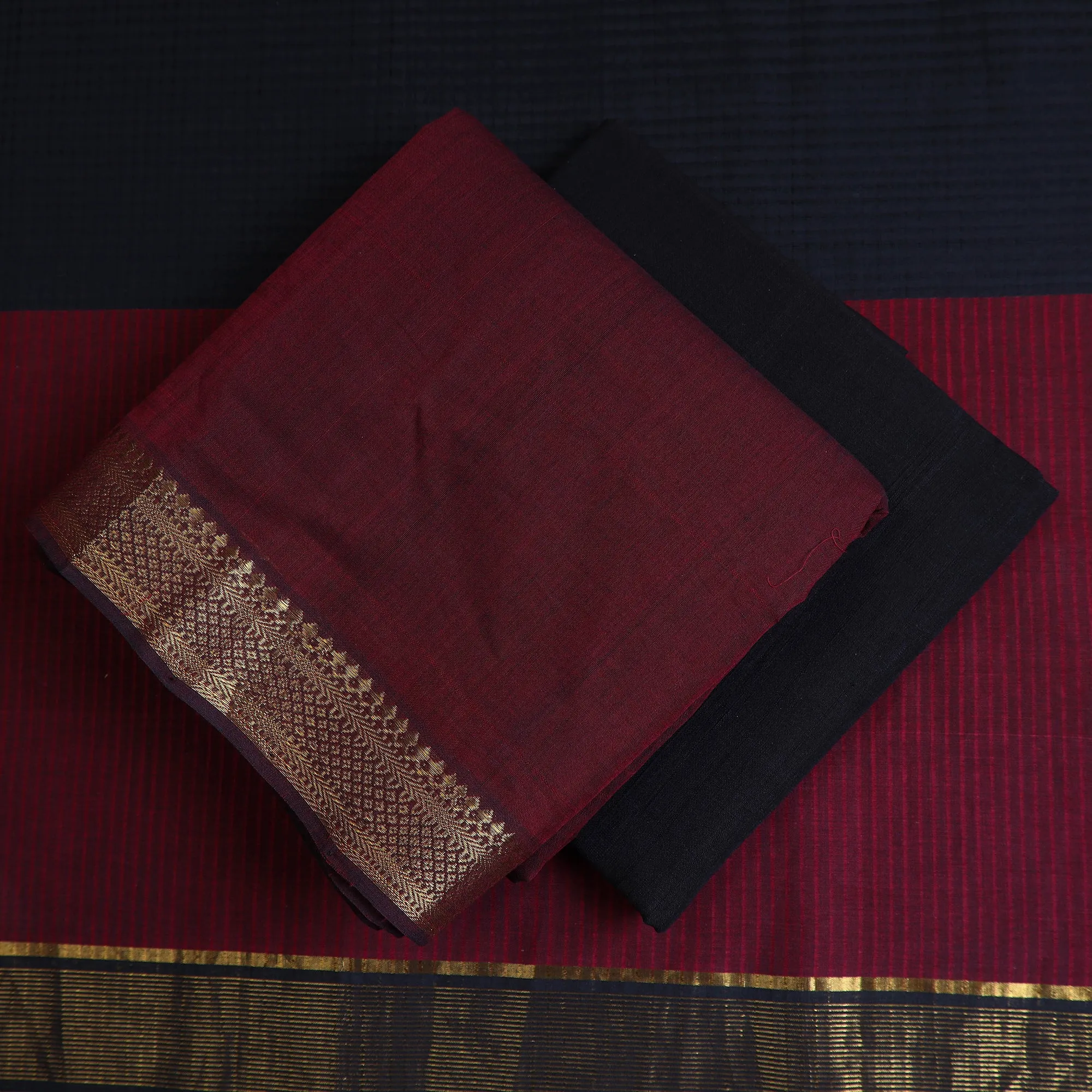 Maroon - 3pc Handloom Cotton Mangalagiri Dress Material 27